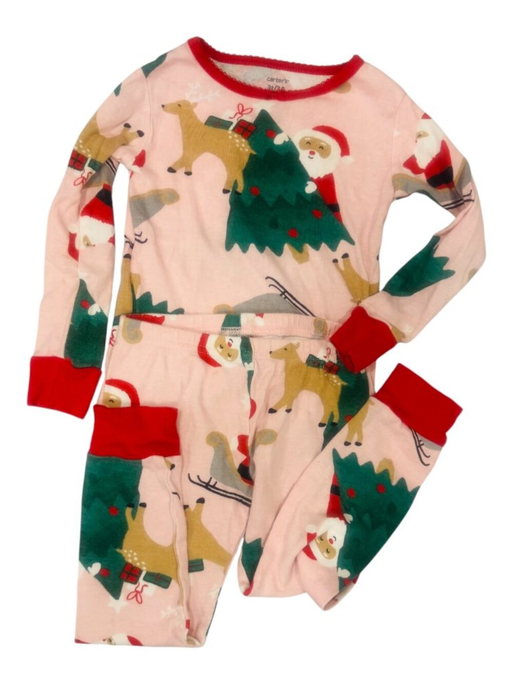 Carter's 3T PINK Christmas PJs Snug Fit